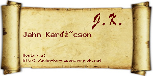 Jahn Karácson névjegykártya